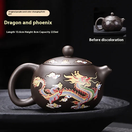 Color Changing Dragon and Phoenix Chinese Teapot