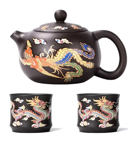 Color Changing Dragon and Phoenix Chinese Teapot