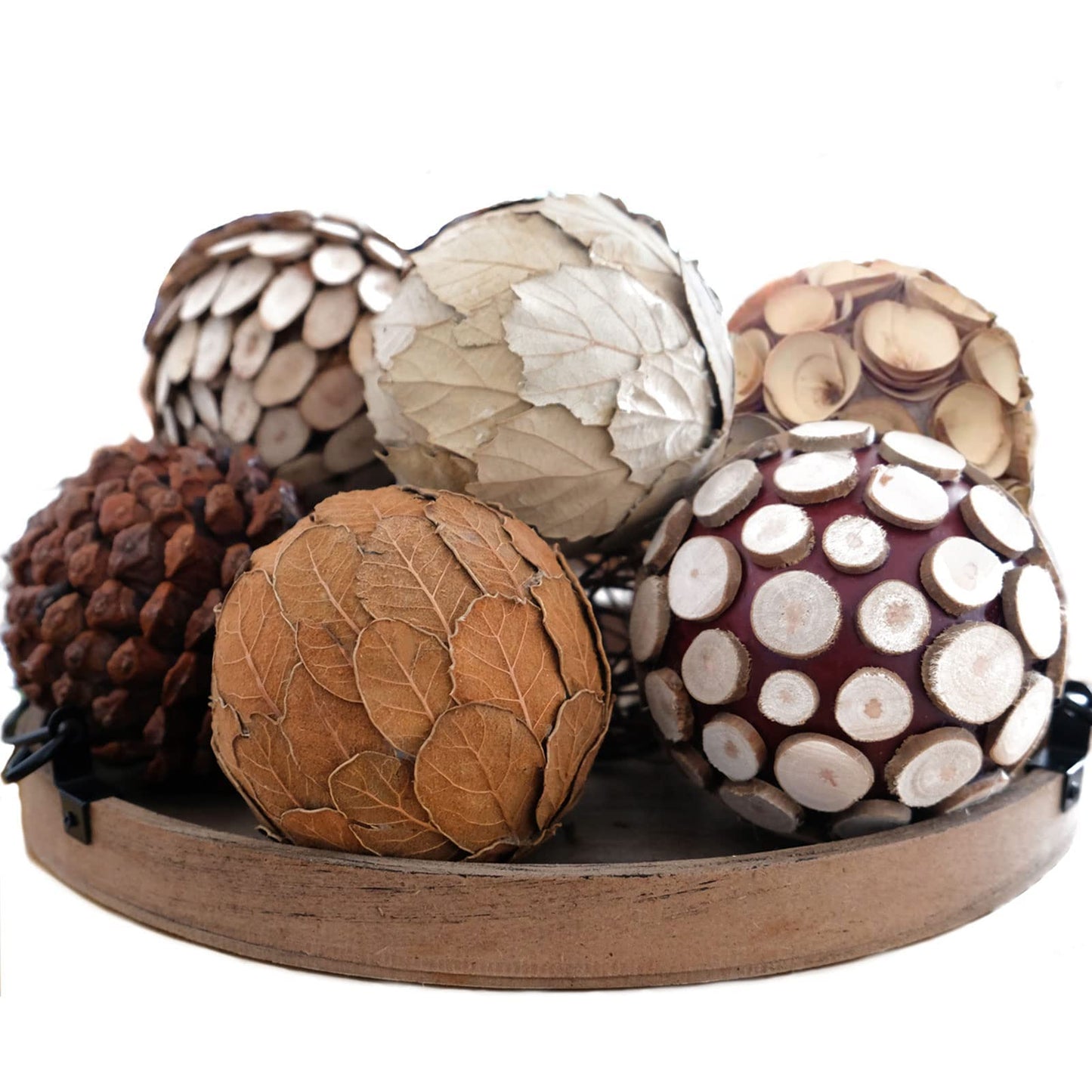 CIR OASES Decorative Filler Balls for Centerpiece 6 PCS 3.5 Inch Natural Tone Bowl&Vase Filler Balls for Home Decoration Dough Basket Fillers