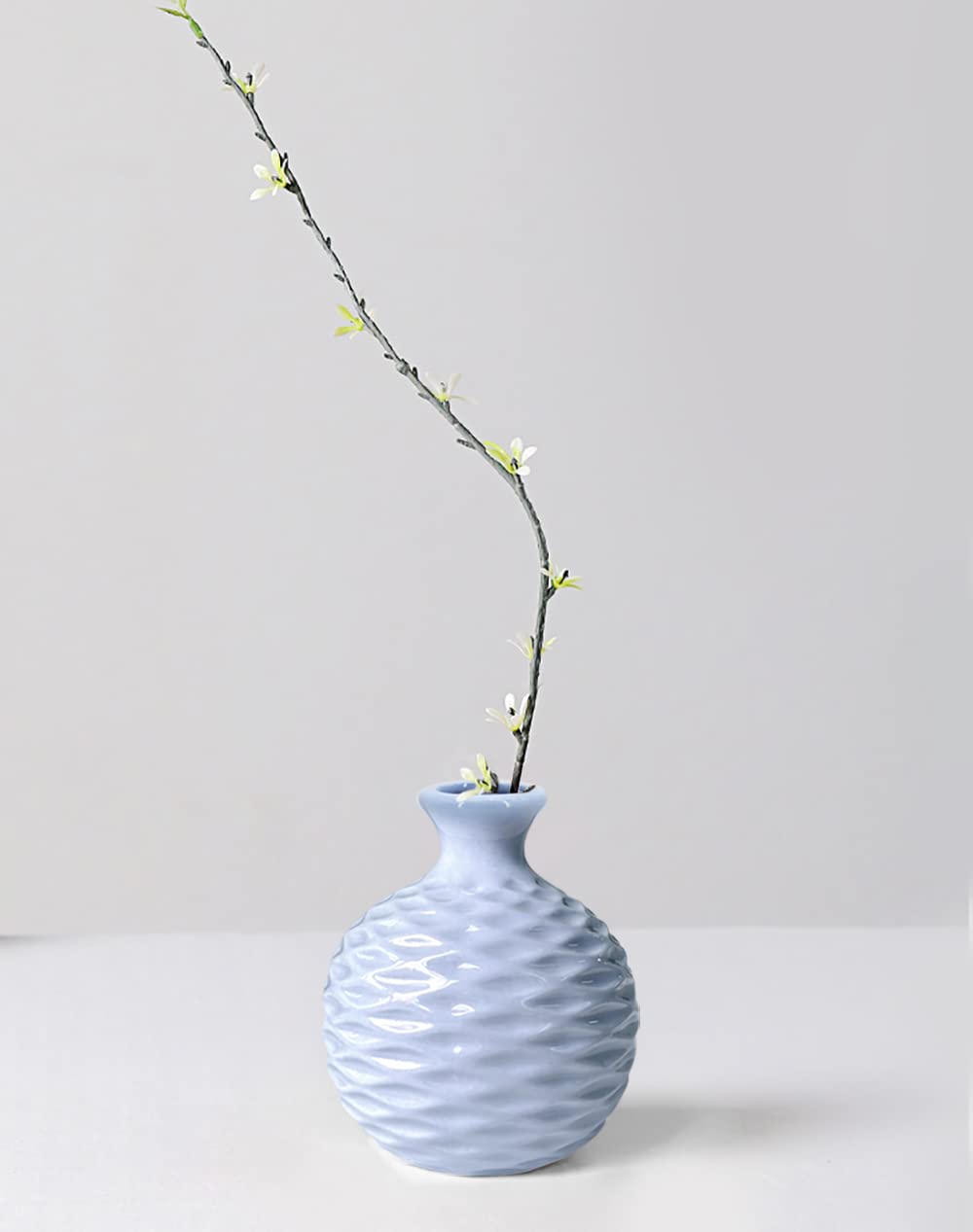 GeLive Flower Arrangement Ikebana Bud Vase Hydroponics Macaron Colorful Ceramic Decorative Vase (Blue)