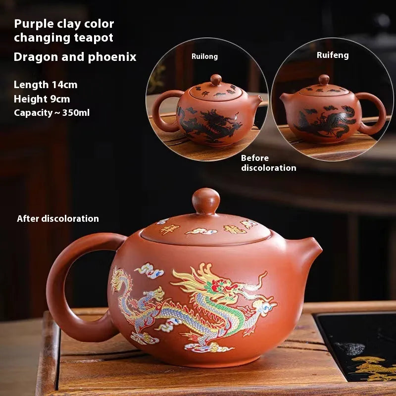 Color Changing Dragon and Phoenix Chinese Teapot
