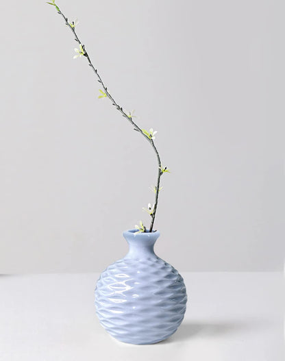 GeLive Flower Arrangement Ikebana Bud Vase Hydroponics Macaron Colorful Ceramic Decorative Vase (Blue)