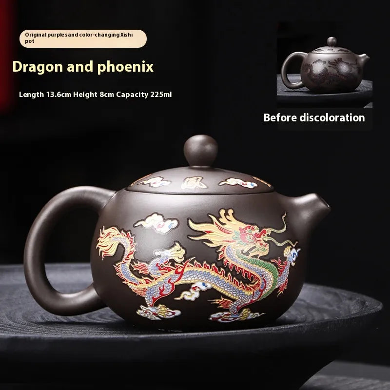 Color Changing Dragon and Phoenix Chinese Teapot